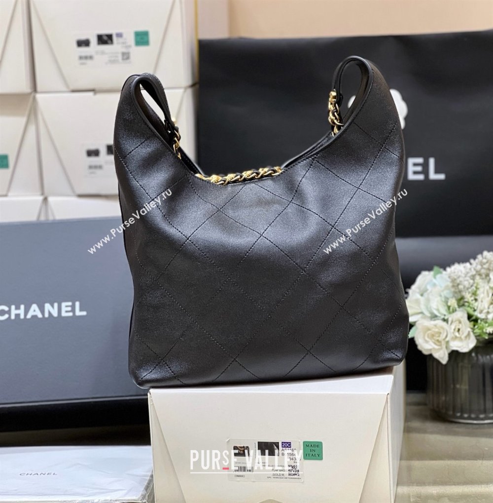 Chanel Medium Hobo Bag in Shiny Lambskin AS5425 Black 2025 Top Quality (SHUNY-25032001)
