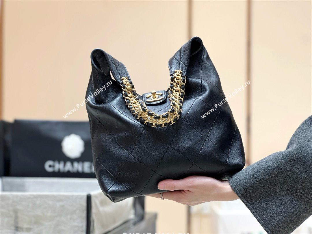 Chanel Medium Hobo Bag in Shiny Lambskin AS5425 Black 2025 Top Quality (SHUNY-25032001)