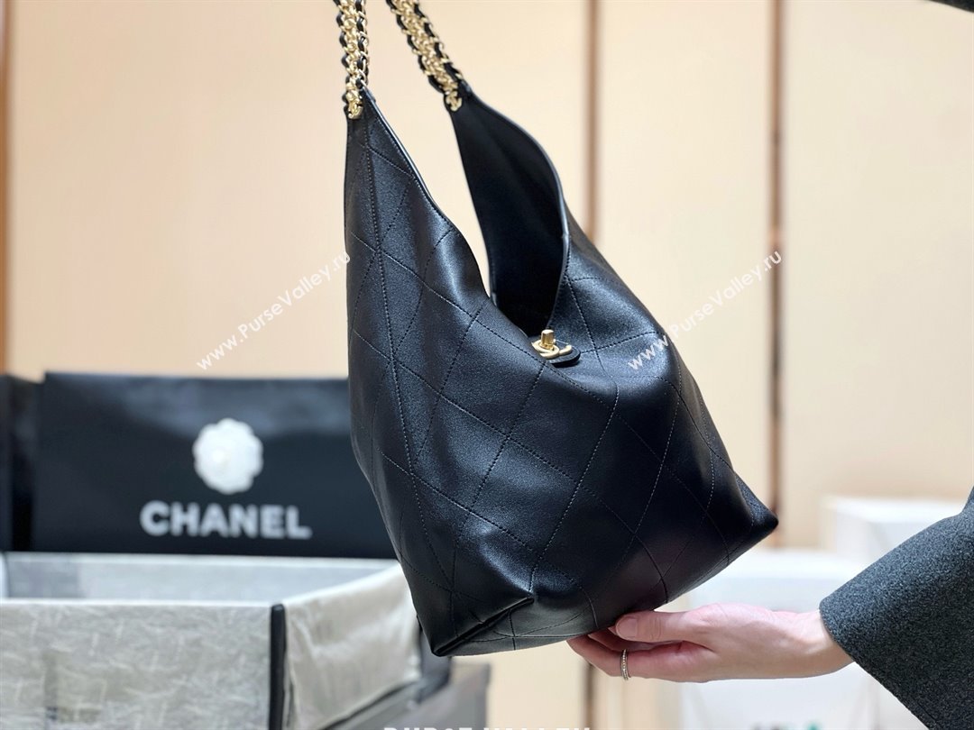 Chanel Medium Hobo Bag in Shiny Lambskin AS5425 Black 2025 Top Quality (SHUNY-25032001)