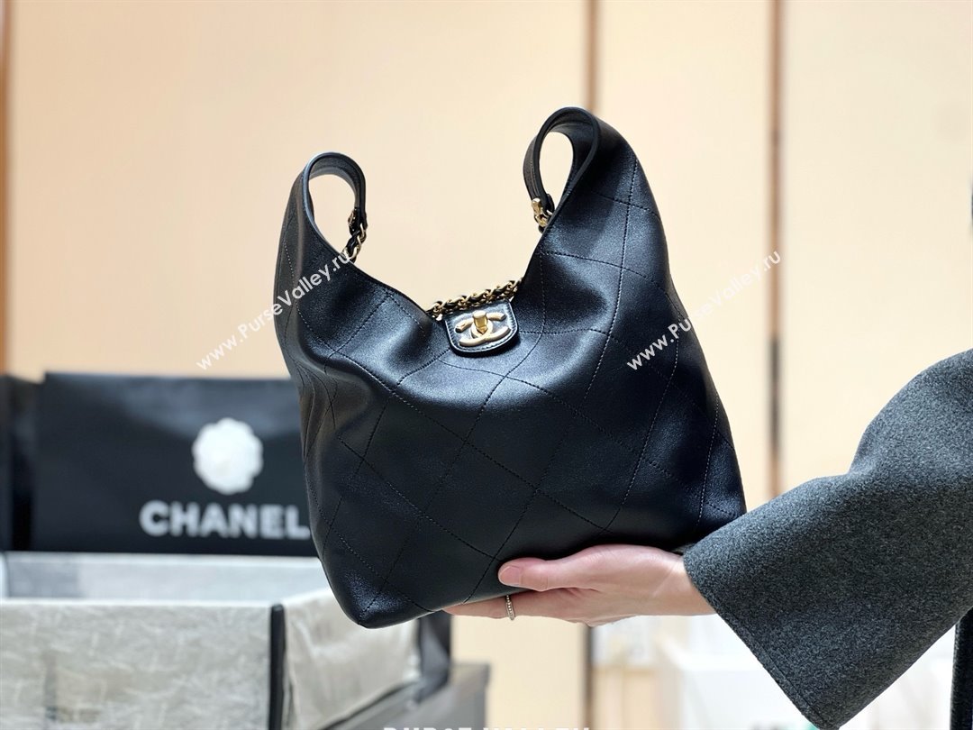 Chanel Medium Hobo Bag in Shiny Lambskin AS5425 Black 2025 Top Quality (SHUNY-25032001)