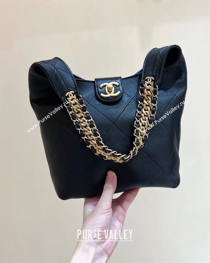 Chanel Hobo Bag in Shiny Lambskin AS5403 Black 2025 Top Quality (SHUNY-25032002)