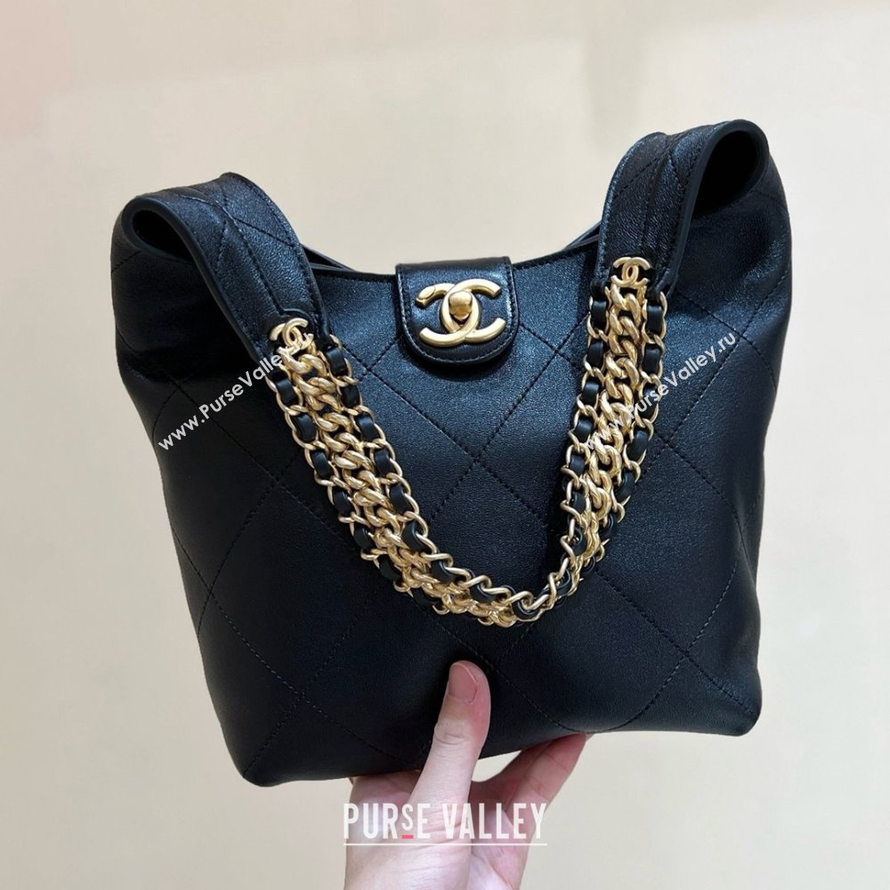 Chanel Hobo Bag in Shiny Lambskin AS5403 Black 2025 Top Quality (SHUNY-25032002)