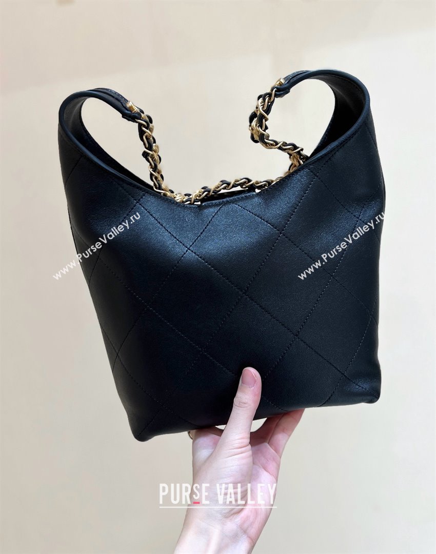 Chanel Hobo Bag in Shiny Lambskin AS5403 Black 2025 Top Quality (SHUNY-25032002)