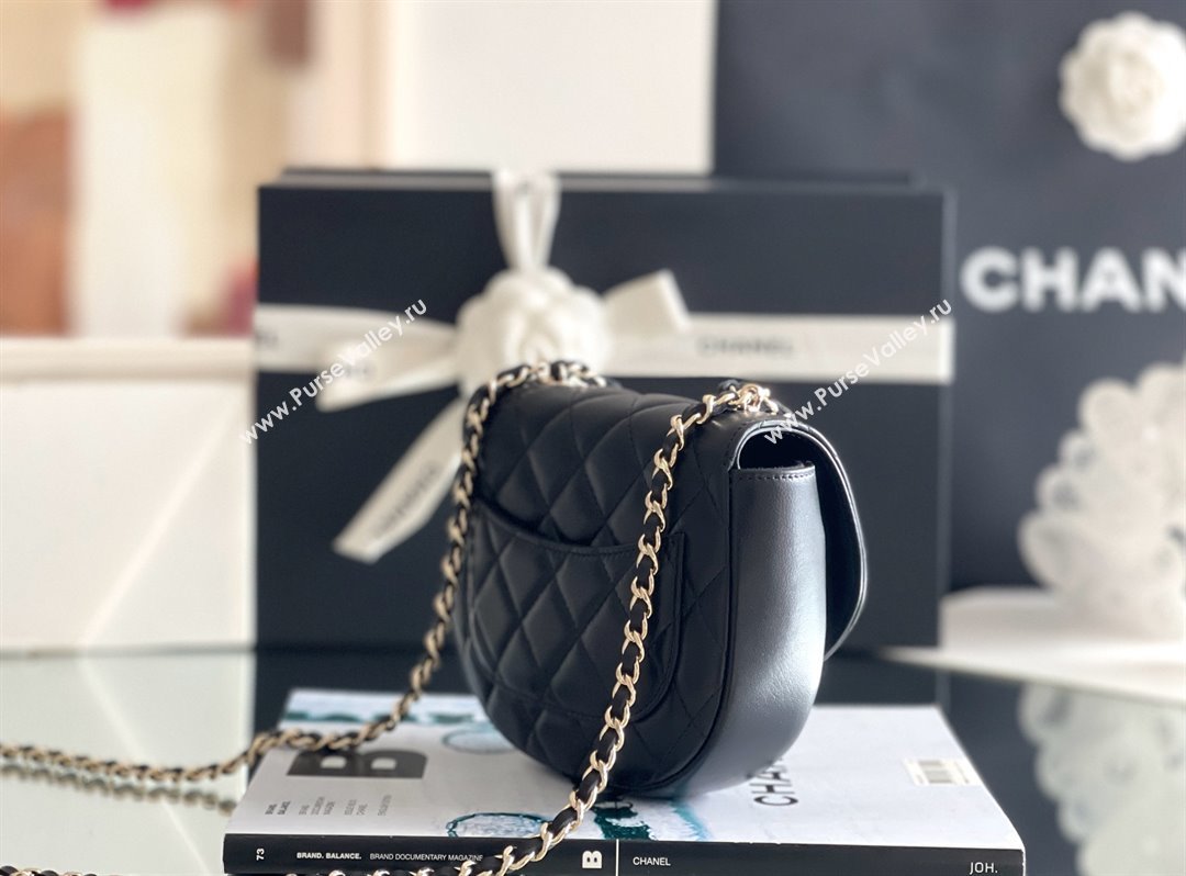 Chanel Mini Flap Bag with Top Handle in Gaiera Lambskin Black 2025 Top Quality (MHE-25031903)