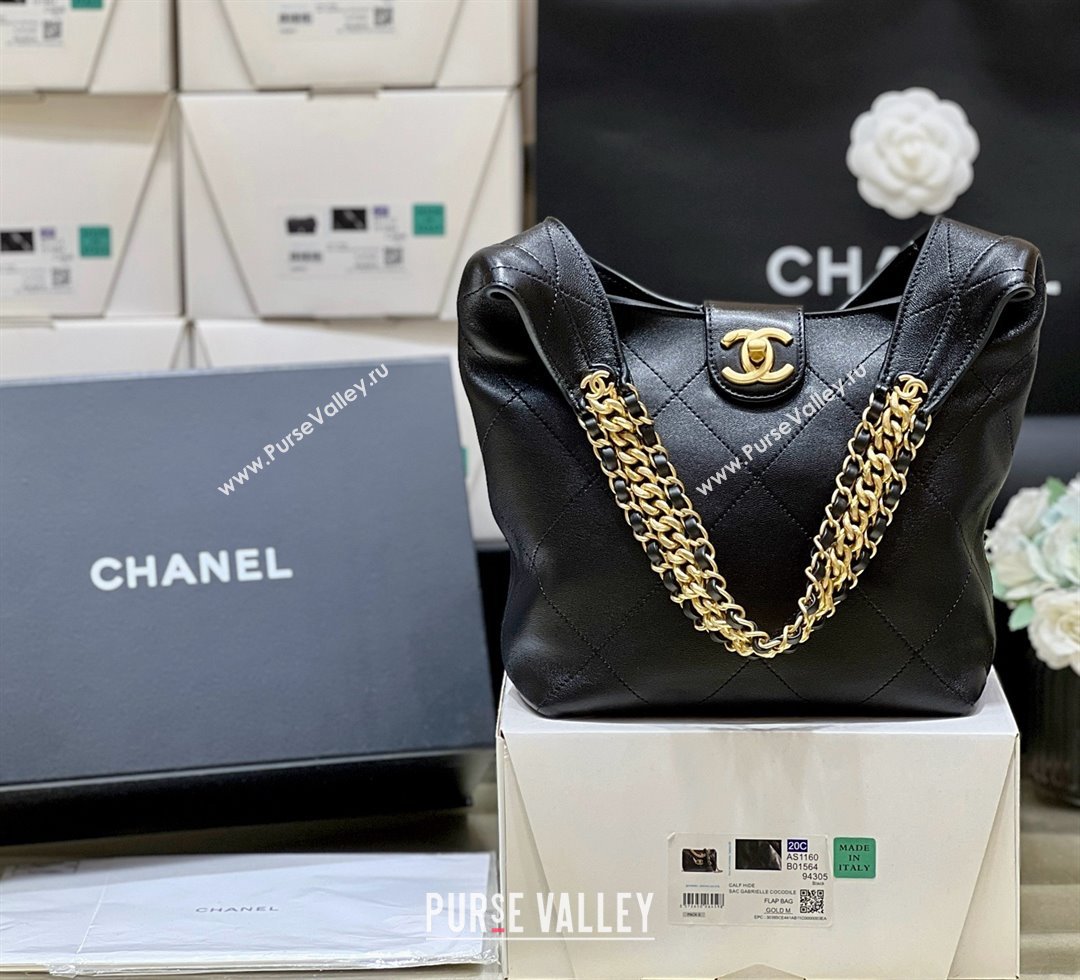 Chanel Hobo Bag in Shiny Lambskin AS5403 Black 2025 Top Quality (SHUNY-25032002)