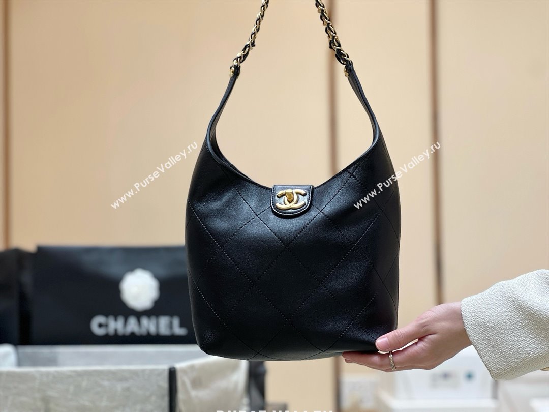 Chanel Hobo Bag in Shiny Lambskin AS5403 Black 2025 Top Quality (SHUNY-25032002)