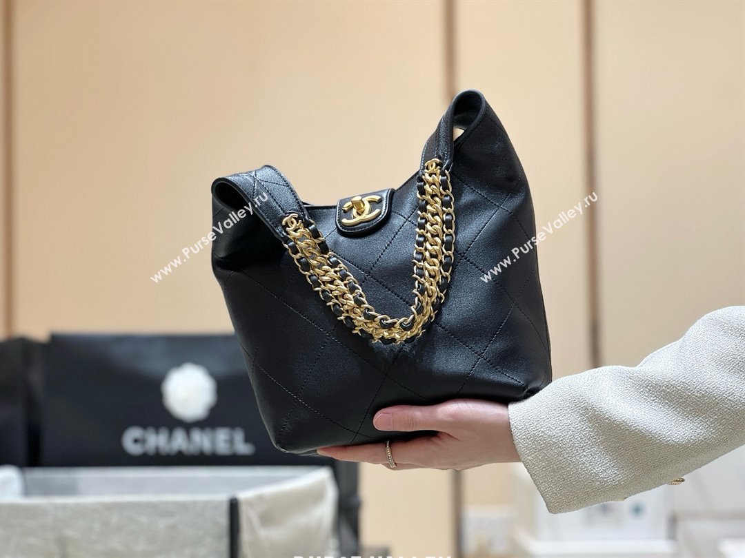Chanel Hobo Bag in Shiny Lambskin AS5403 Black 2025 Top Quality (SHUNY-25032002)
