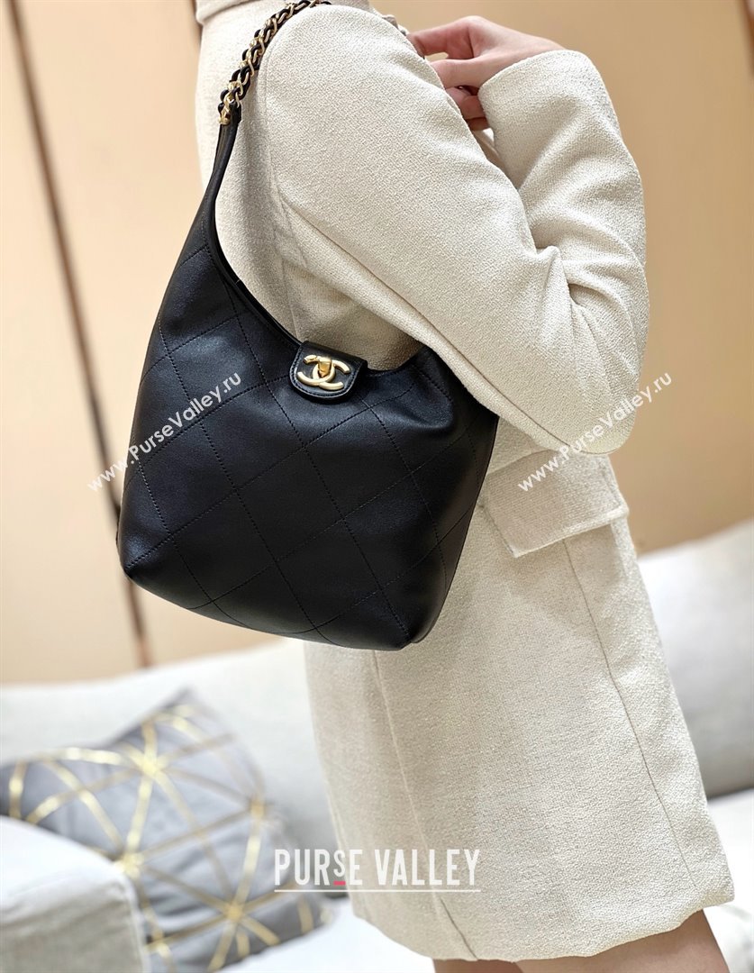 Chanel Hobo Bag in Shiny Lambskin AS5403 Black 2025 Top Quality (SHUNY-25032002)