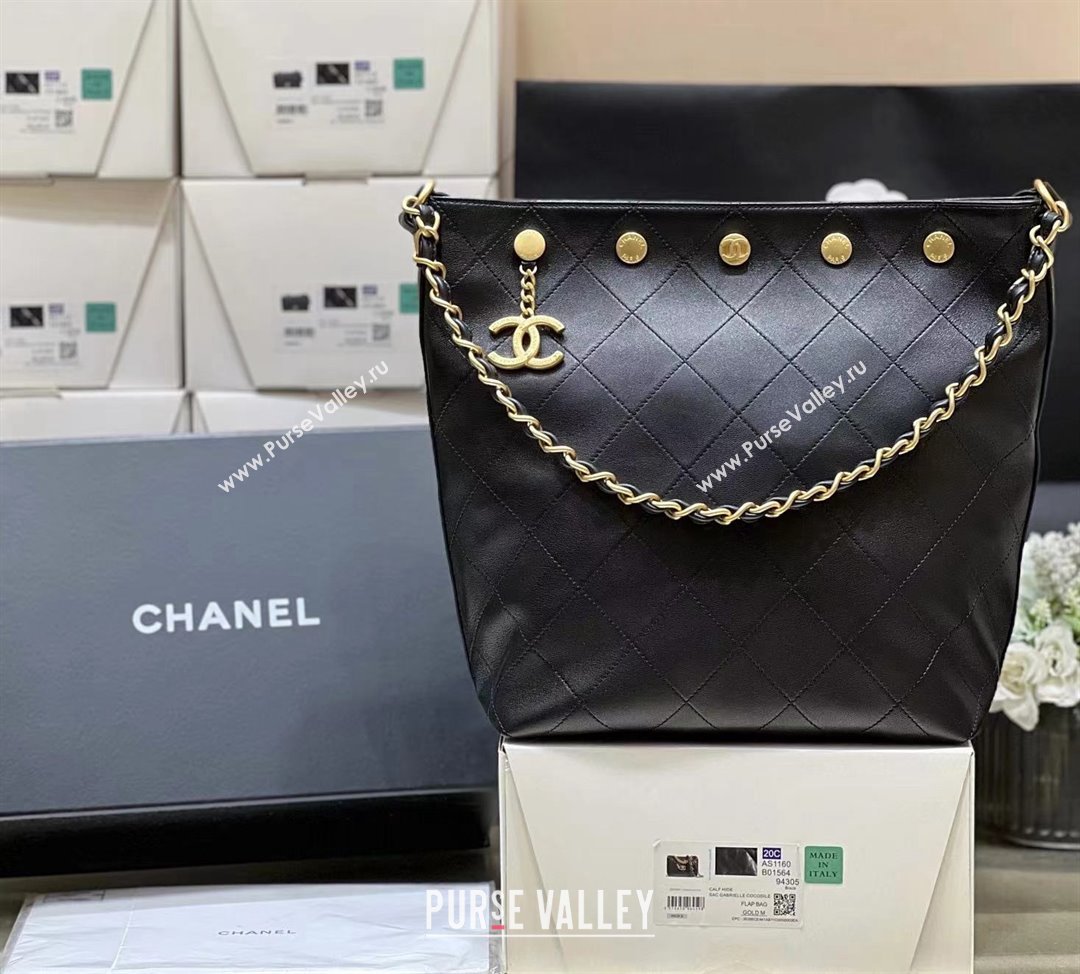 Chanel Large Bucket Bag in Shiny Lambskin AS5406 Black 2025 Top Quality (SHUNY-25032003)