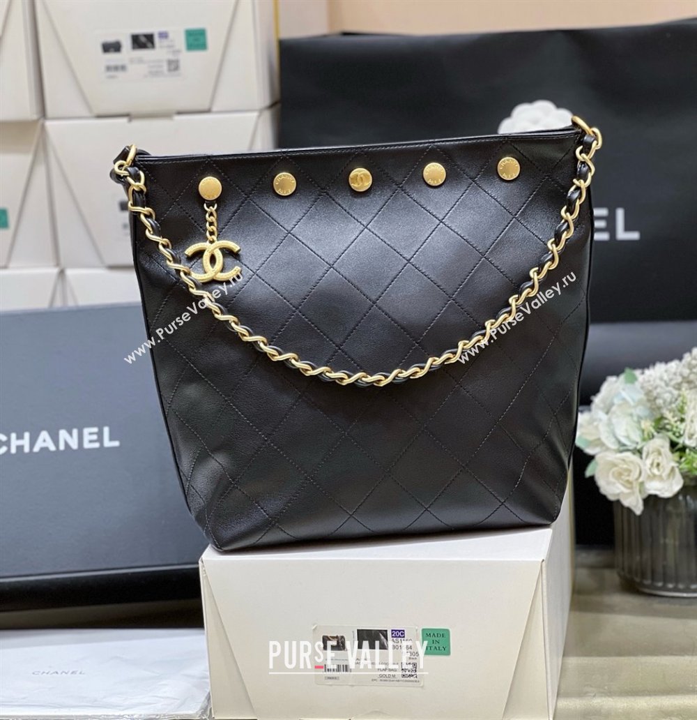 Chanel Large Bucket Bag in Shiny Lambskin AS5406 Black 2025 Top Quality (SHUNY-25032003)
