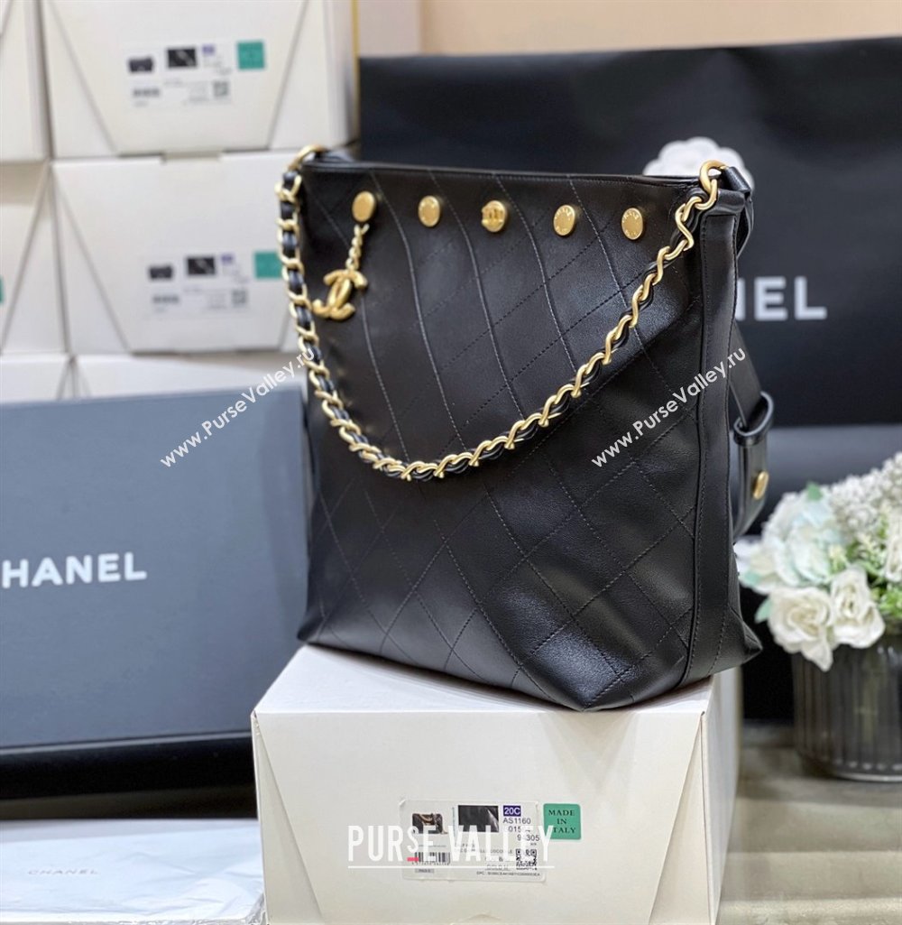 Chanel Large Bucket Bag in Shiny Lambskin AS5406 Black 2025 Top Quality (SHUNY-25032003)