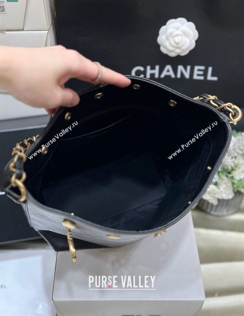 Chanel Large Bucket Bag in Shiny Lambskin AS5406 Black 2025 Top Quality (SHUNY-25032003)