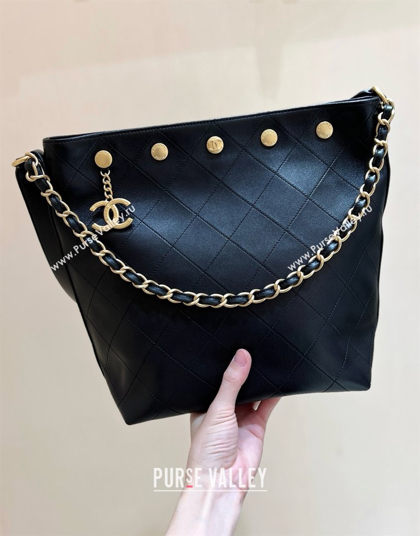Chanel Large Bucket Bag in Shiny Lambskin AS5406 Black 2025 Top Quality (SHUNY-25032003)