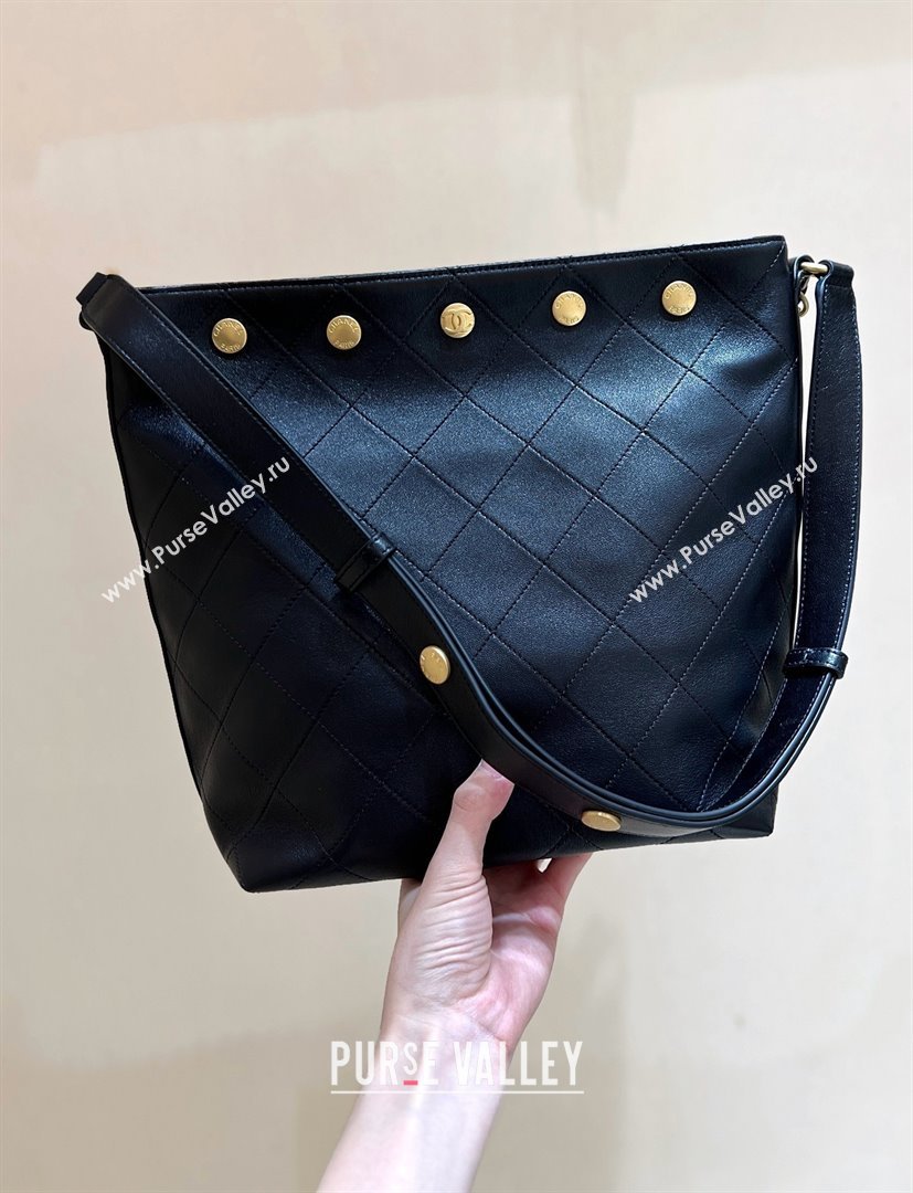 Chanel Large Bucket Bag in Shiny Lambskin AS5406 Black 2025 Top Quality (SHUNY-25032003)