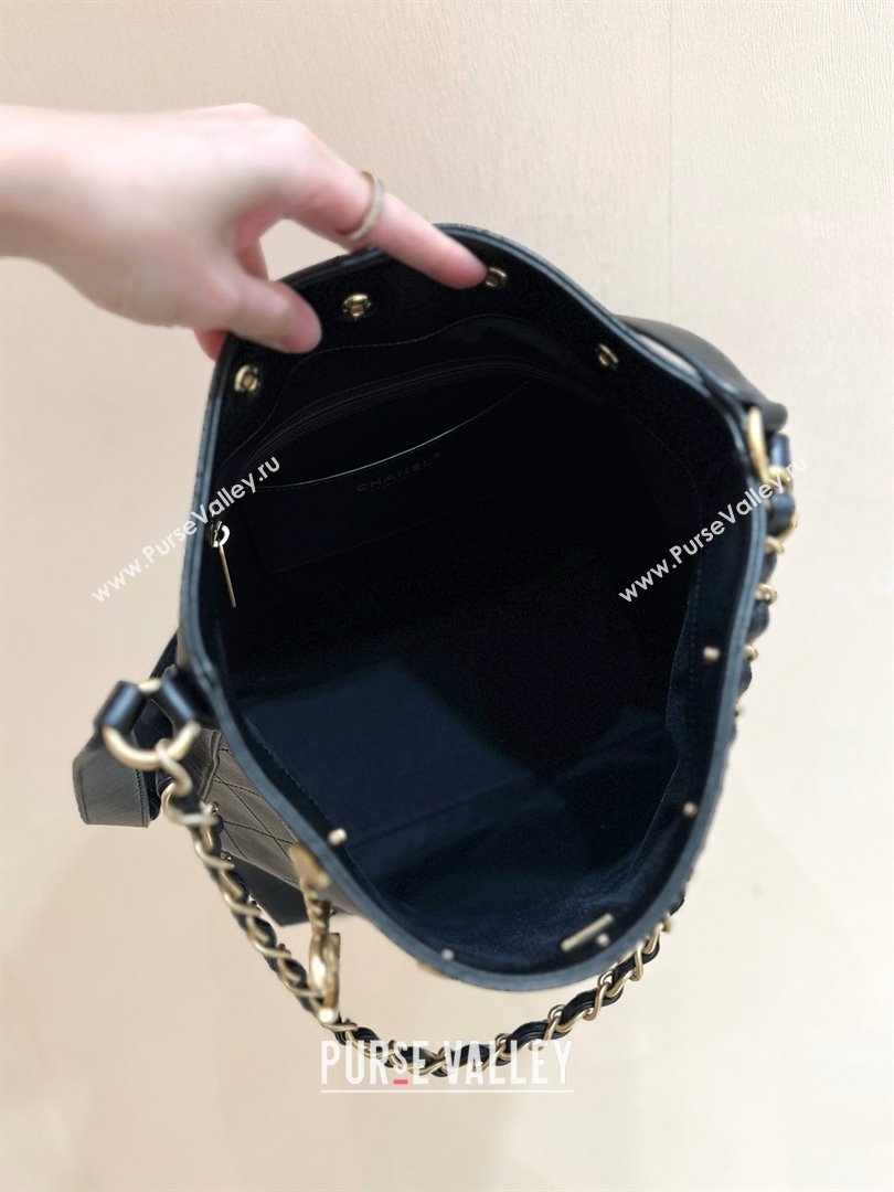 Chanel Large Bucket Bag in Shiny Lambskin AS5406 Black 2025 Top Quality (SHUNY-25032003)