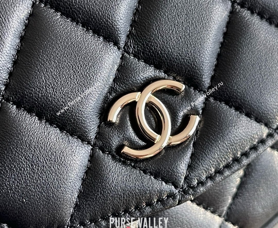 Chanel Mini Flap Bag with Top Handle in Gaiera Lambskin Black 2025 Top Quality (MHE-25031903)