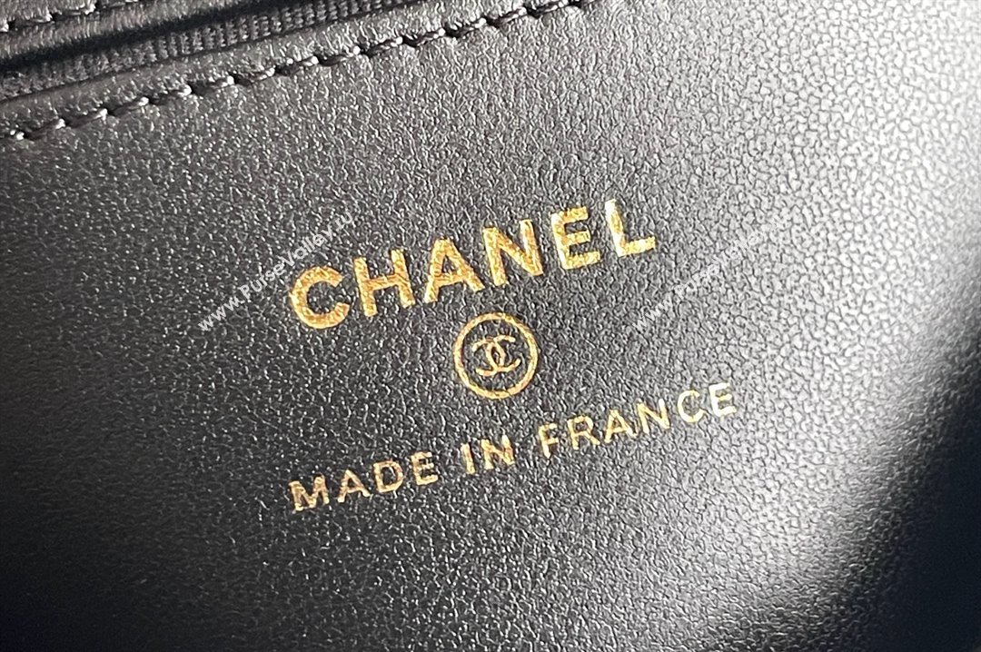 Chanel Mini Flap Bag with Top Handle in Gaiera Lambskin Black 2025 Top Quality (MHE-25031903)