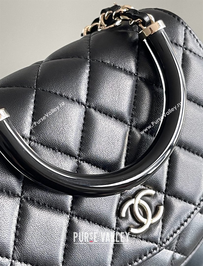 Chanel Mini Flap Bag with Top Handle in Gaiera Lambskin Black 2025 Top Quality (MHE-25031903)