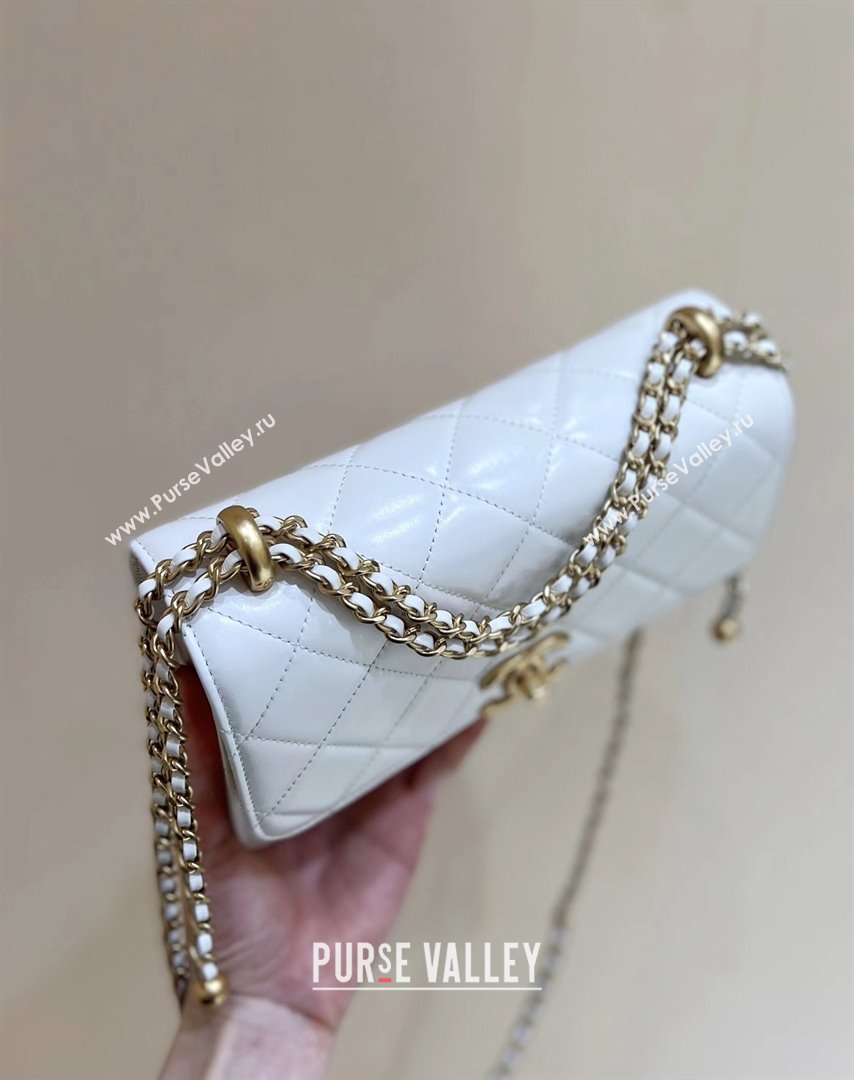 Chanel Quilted Calfskin Small Flap Bag with Gold-Tone Balls AS2649 White 2025 Top Quality (SHUNY-25032004)