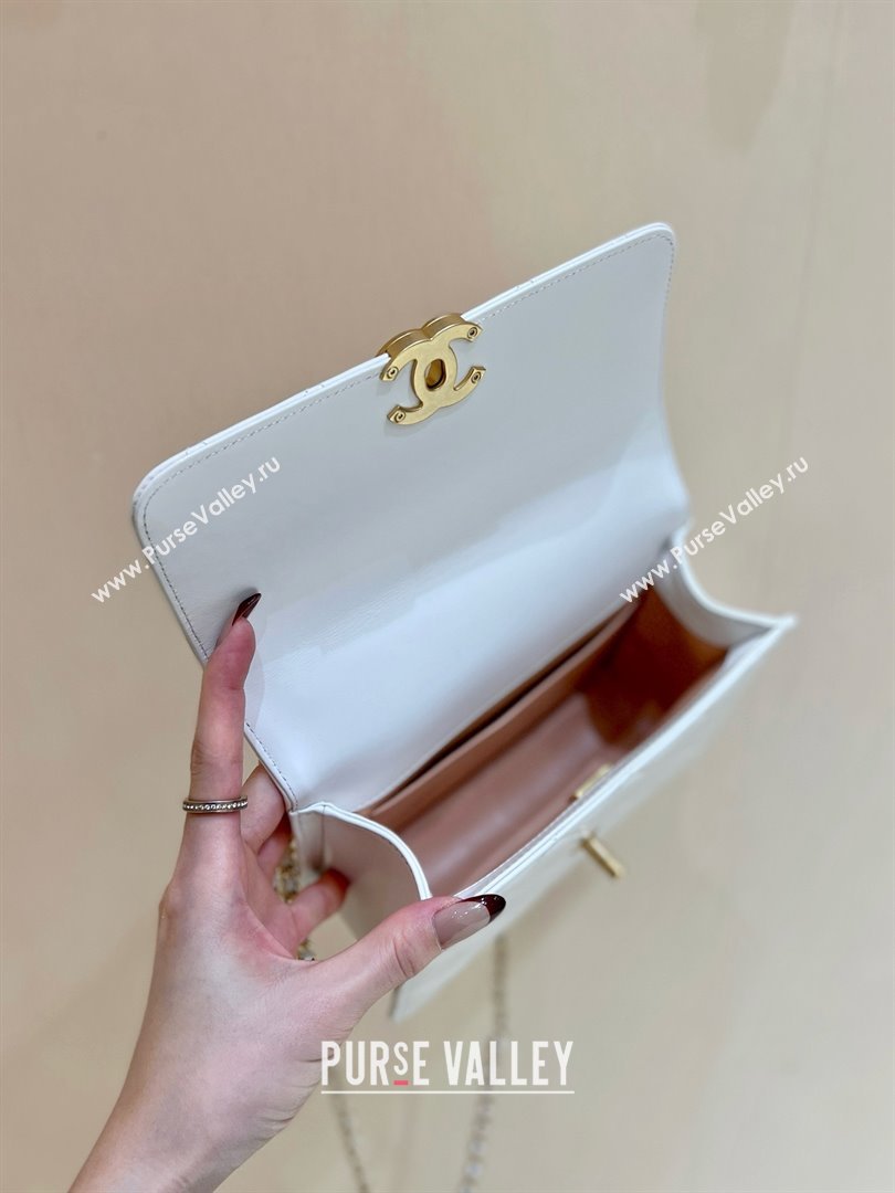 Chanel Quilted Calfskin Small Flap Bag with Gold-Tone Balls AS2649 White 2025 Top Quality (SHUNY-25032004)