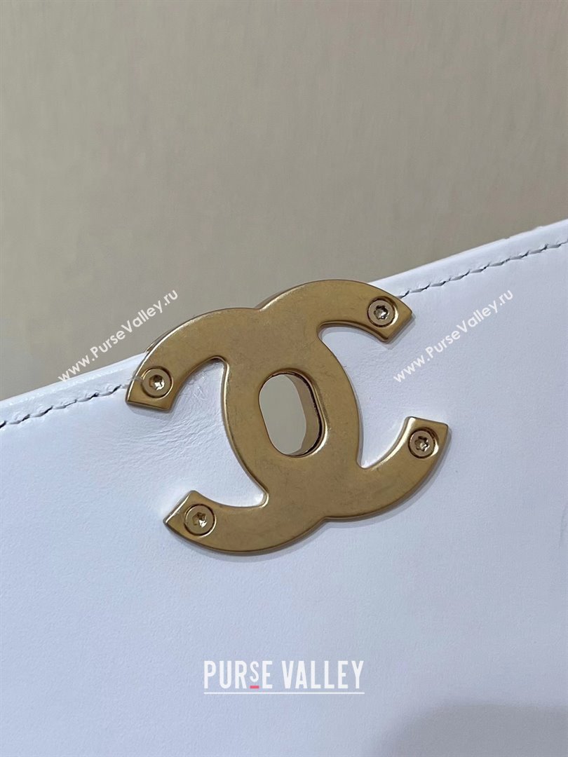 Chanel Quilted Calfskin Small Flap Bag with Gold-Tone Balls AS2649 White 2025 Top Quality (SHUNY-25032004)