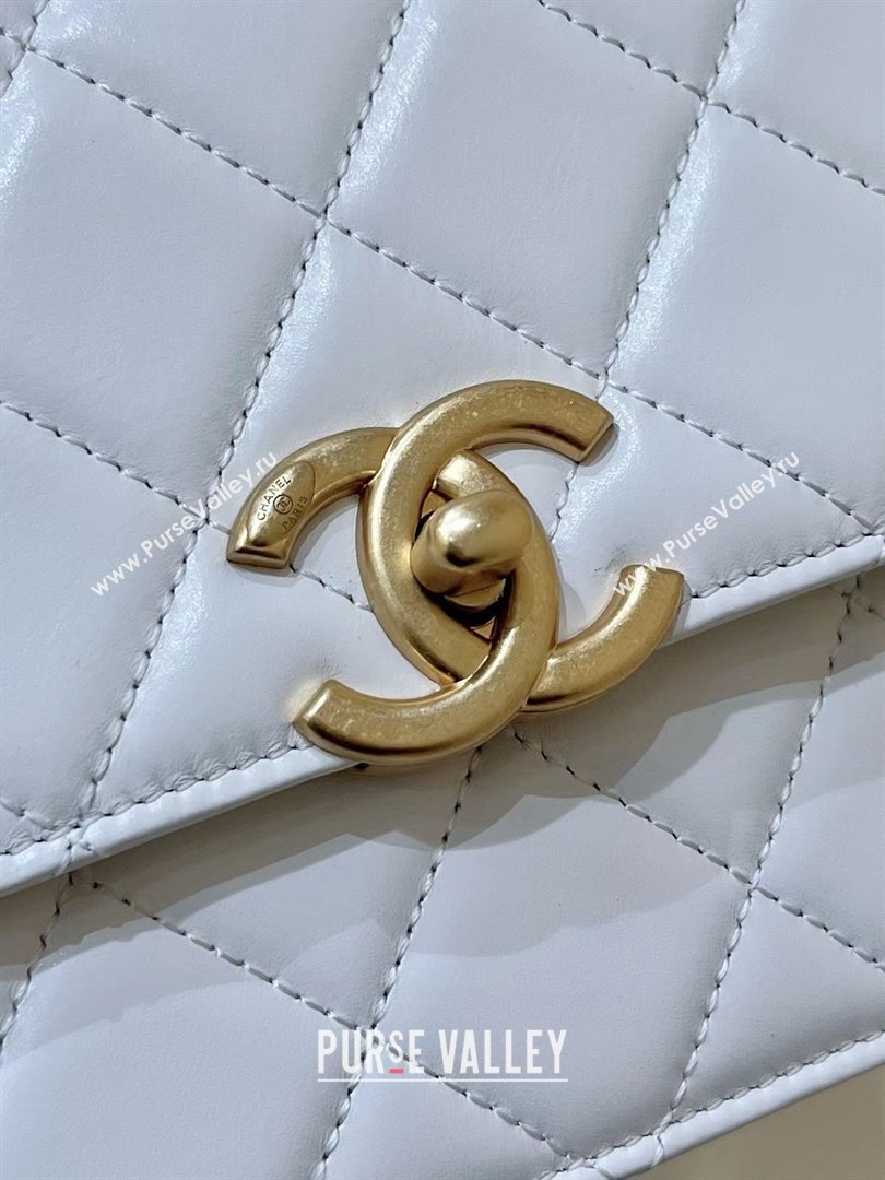 Chanel Quilted Calfskin Small Flap Bag with Gold-Tone Balls AS2649 White 2025 Top Quality (SHUNY-25032004)