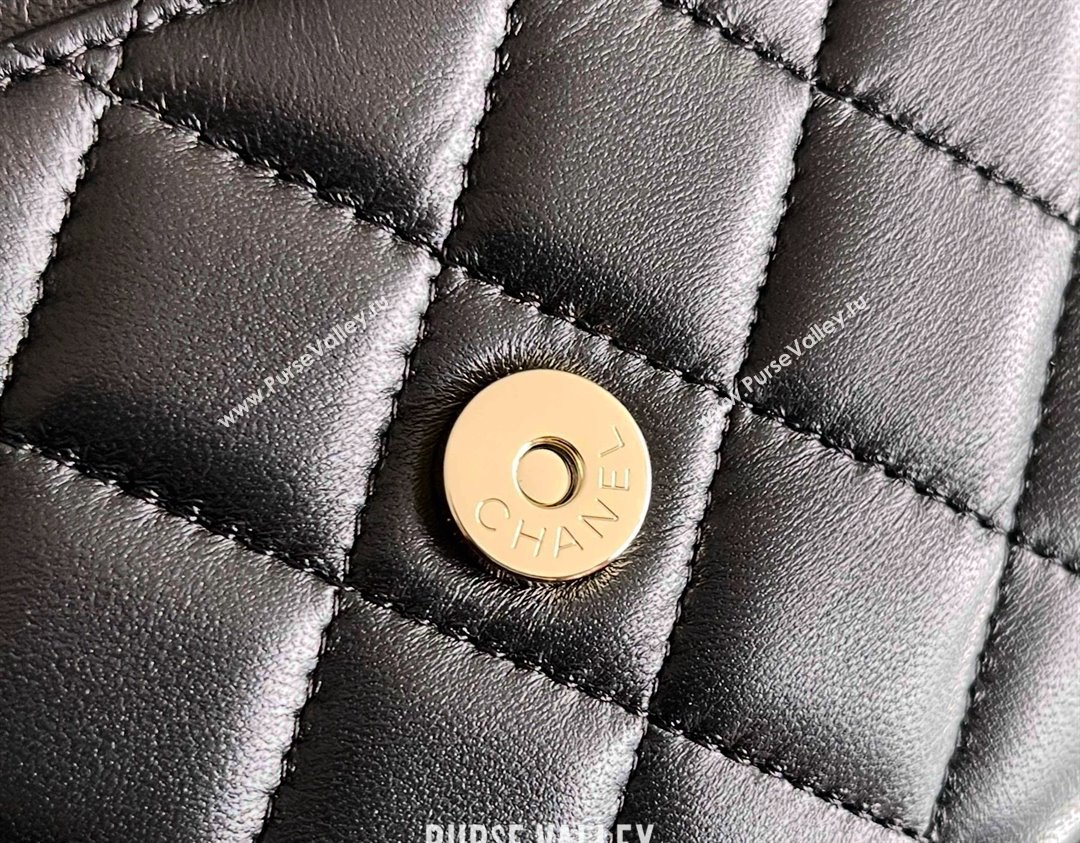 Chanel Mini Flap Bag with Top Handle in Gaiera Lambskin Black 2025 Top Quality (MHE-25031903)