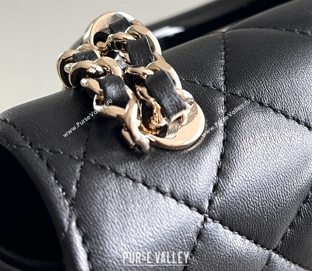 Chanel Mini Flap Bag with Top Handle in Gaiera Lambskin Black 2025 Top Quality (MHE-25031903)