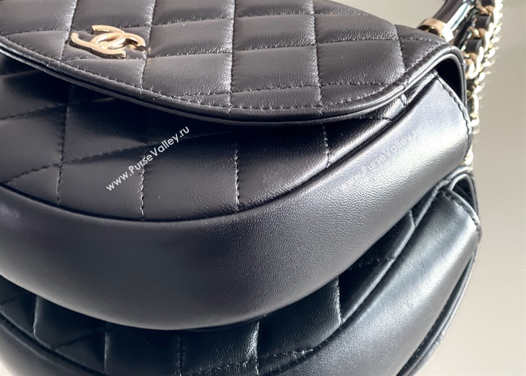 Chanel Mini Flap Bag with Top Handle in Gaiera Lambskin Black 2025 Top Quality (MHE-25031903)