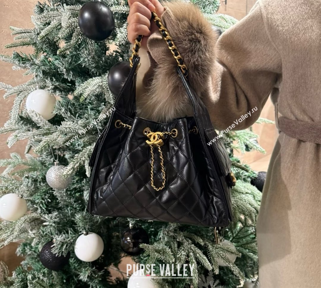 Chanel Original Antiba Calfskin Medium Hobo bag AS5293 Black 2025 Top Quality (MHE-25031904)