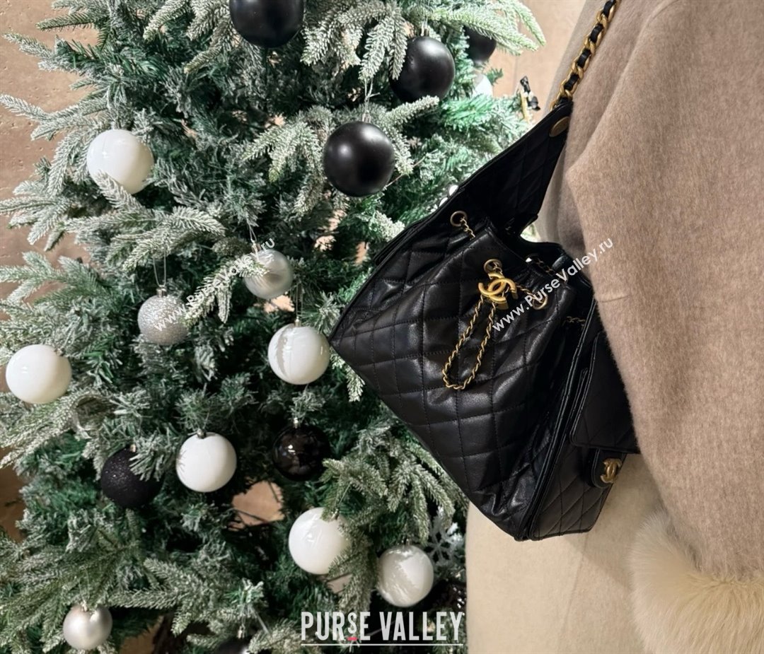 Chanel Original Antiba Calfskin Medium Hobo bag AS5293 Black 2025 Top Quality (MHE-25031904)