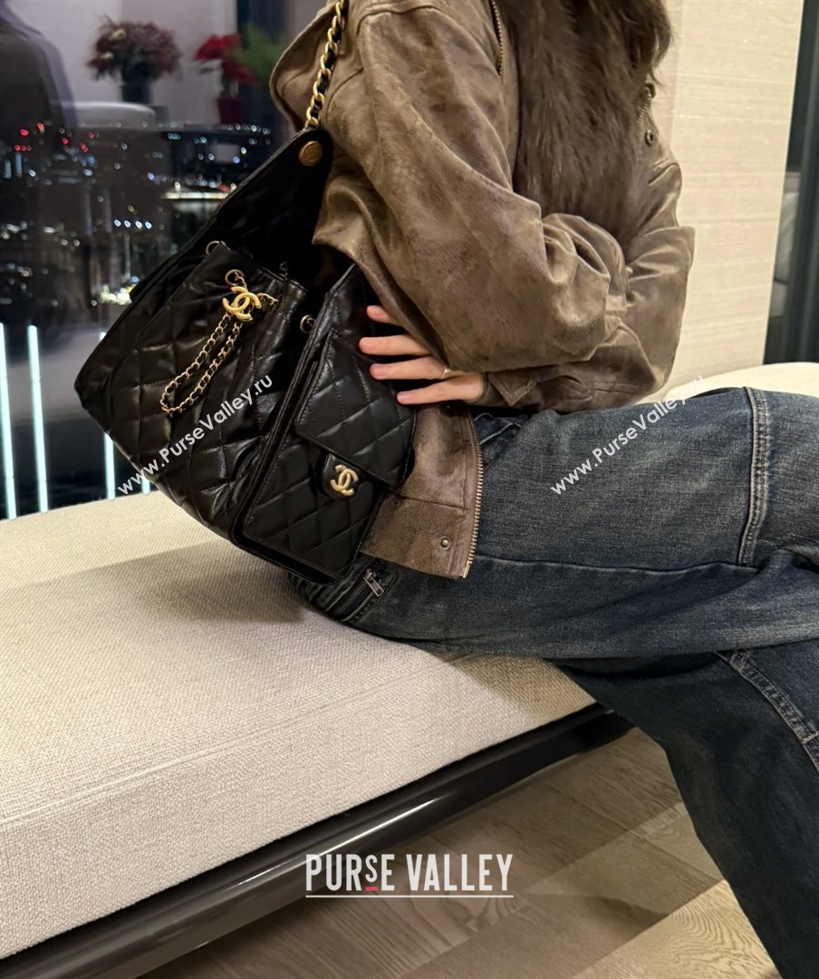 Chanel Original Antiba Calfskin Medium Hobo bag AS5293 Black 2025 Top Quality (MHE-25031904)