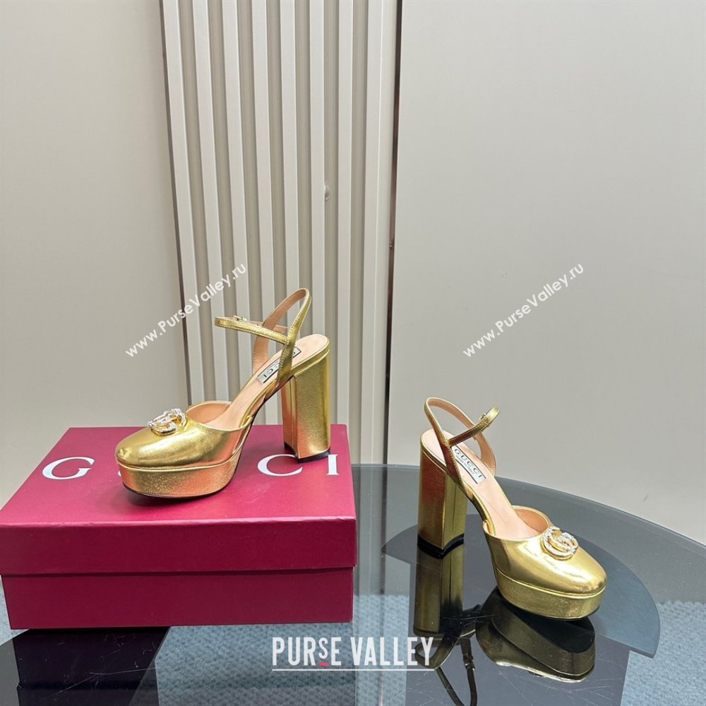 Gucci Calfskin Platform Pump with Double G 817258 Gold 2025 (MD-25050917)