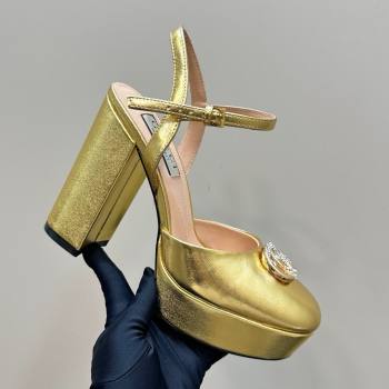 Gucci Calfskin Platform Pump with Double G 817258 Gold 2025 (MD-25050917)