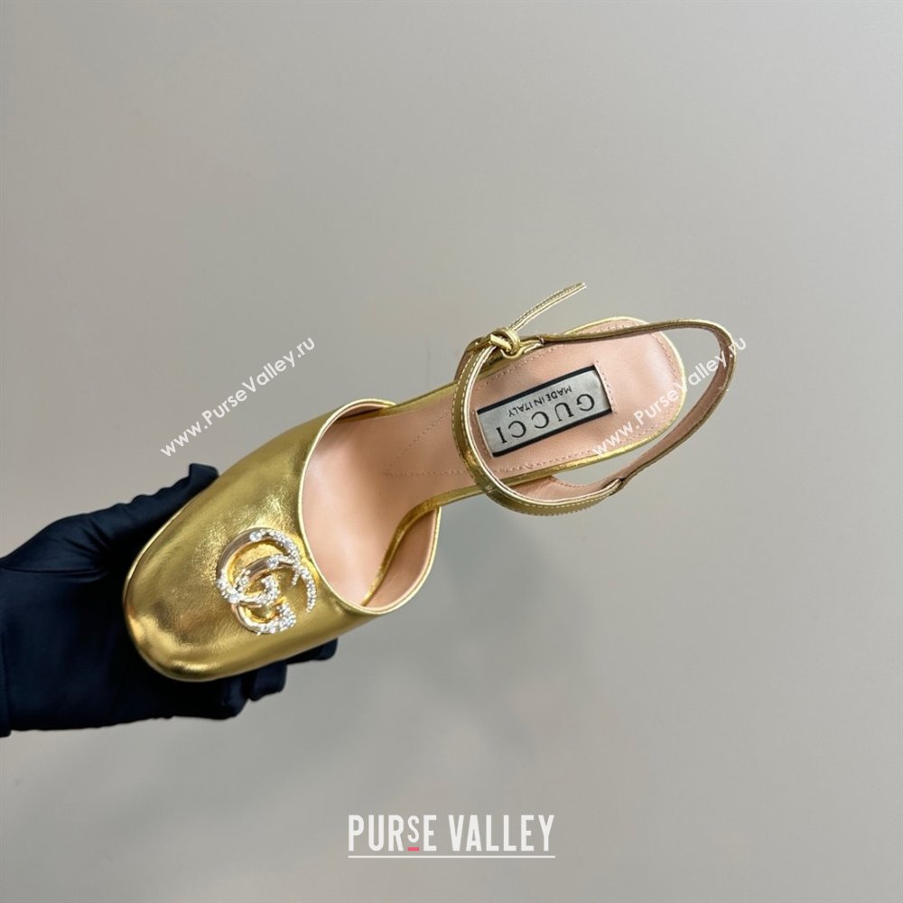 Gucci Calfskin Platform Pump with Double G 817258 Gold 2025 (MD-25050917)