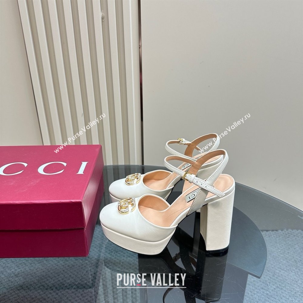 Gucci Calfskin Platform Pump with Double G 817258 Whtie 2025 (MD-25050918)