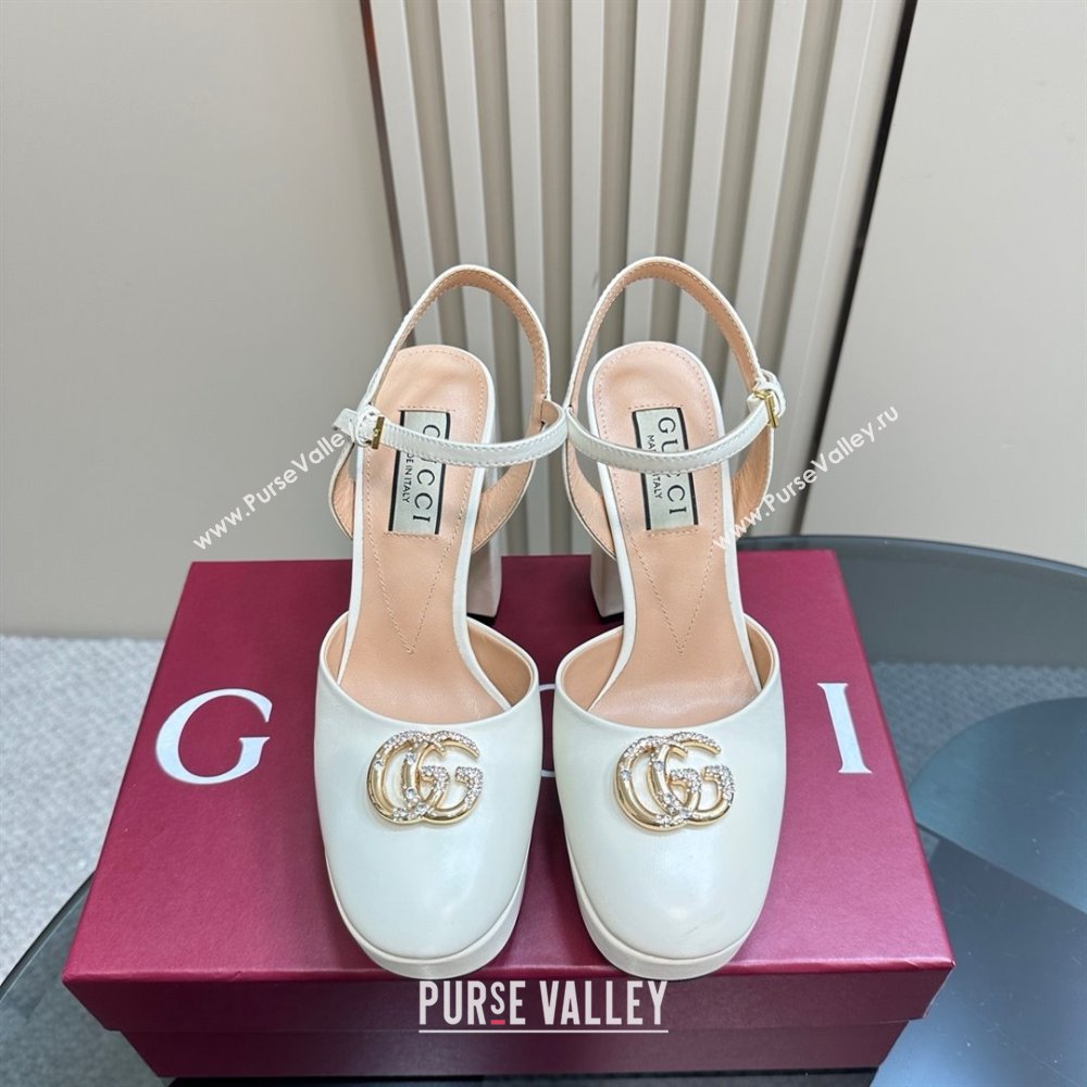 Gucci Calfskin Platform Pump with Double G 817258 Whtie 2025 (MD-25050918)