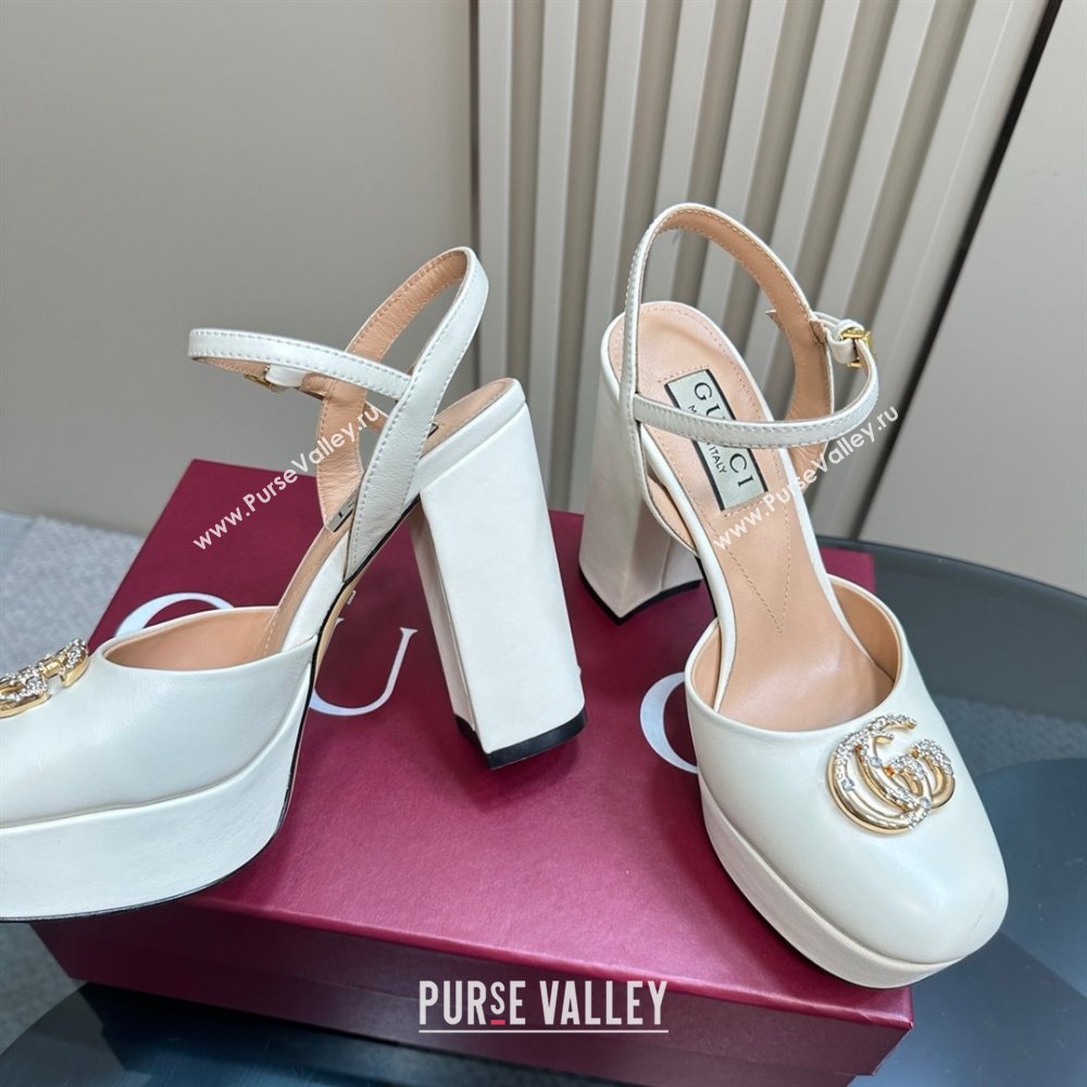 Gucci Calfskin Platform Pump with Double G 817258 Whtie 2025 (MD-25050918)