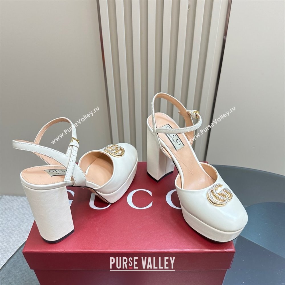 Gucci Calfskin Platform Pump with Double G 817258 Whtie 2025 (MD-25050918)