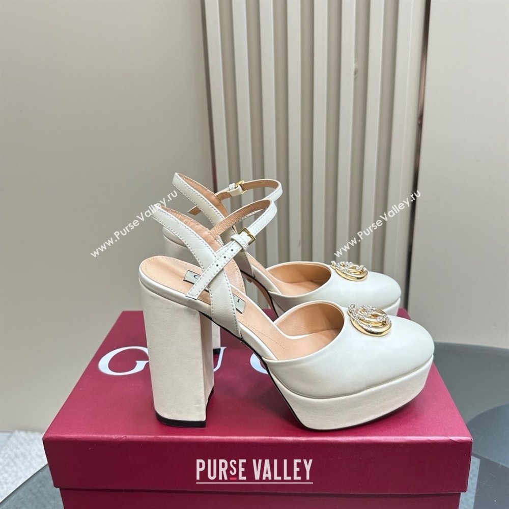 Gucci Calfskin Platform Pump with Double G 817258 Whtie 2025 (MD-25050918)