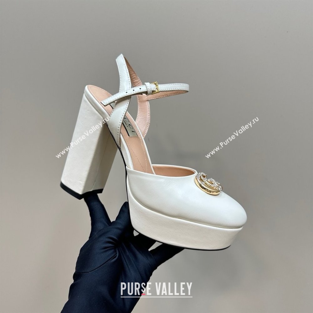 Gucci Calfskin Platform Pump with Double G 817258 Whtie 2025 (MD-25050918)