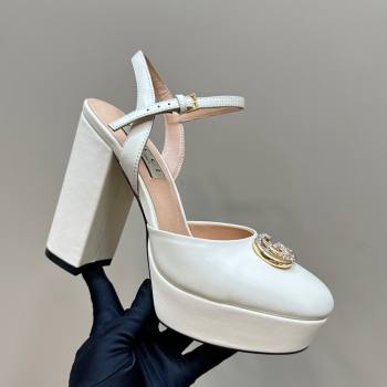 Gucci Calfskin Platform Pump with Double G 817258 Whtie 2025 (MD-25050918)