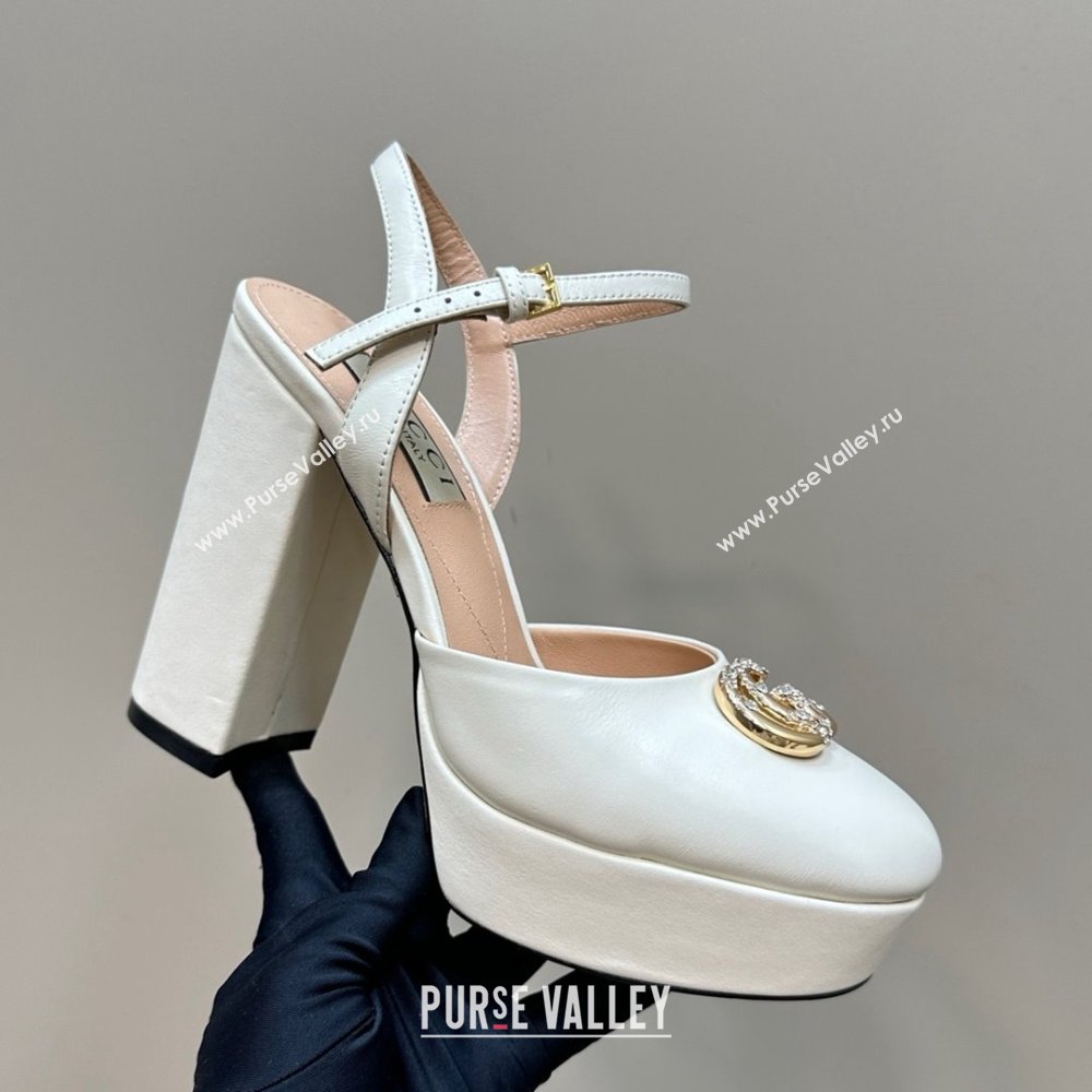 Gucci Calfskin Platform Pump with Double G 817258 Whtie 2025 (MD-25050918)