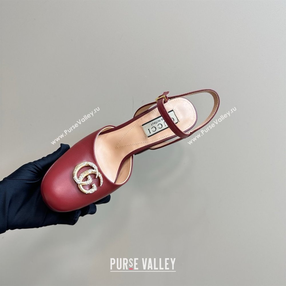 Gucci Calfskin Platform Pump with Double G 817258 Deep Red 2025 (MD-25050921)