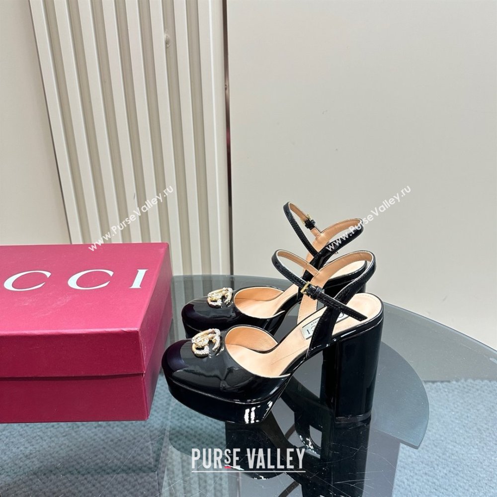 Gucci Patent Leather Platform Pump with Double G 817258 Black 2025 (MD-25050922)