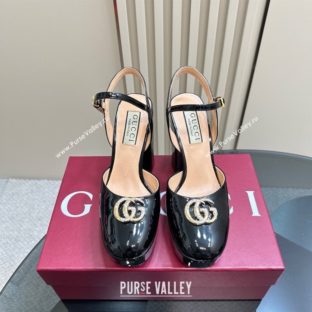 Gucci Patent Leather Platform Pump with Double G 817258 Black 2025 (MD-25050922)
