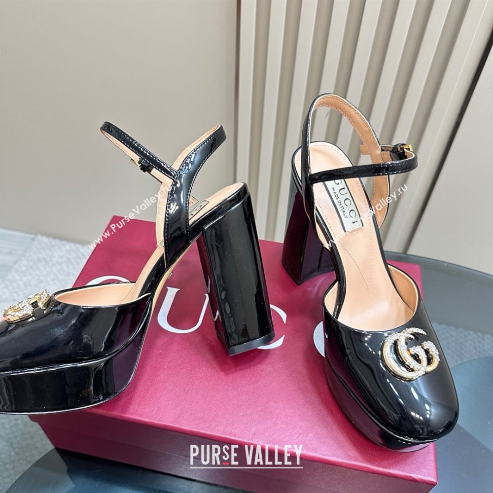 Gucci Patent Leather Platform Pump with Double G 817258 Black 2025 (MD-25050922)