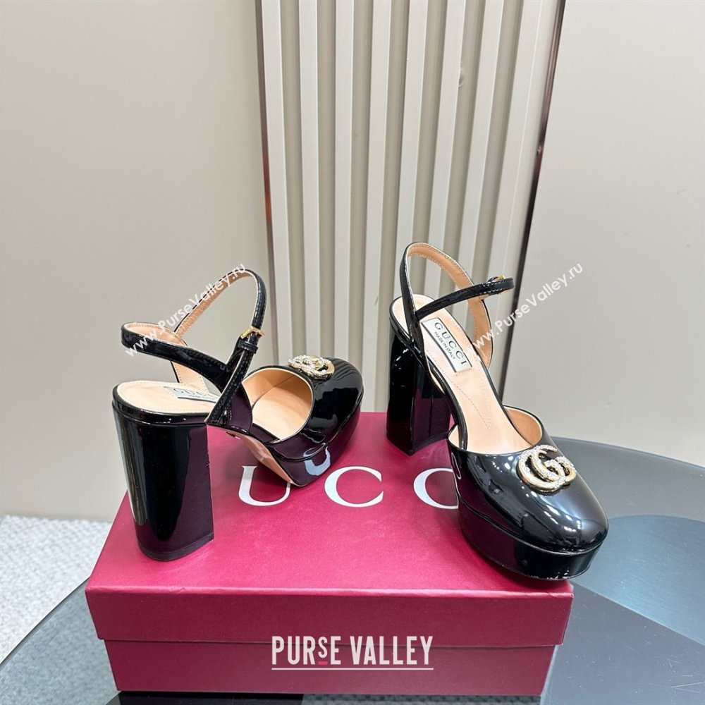 Gucci Patent Leather Platform Pump with Double G 817258 Black 2025 (MD-25050922)