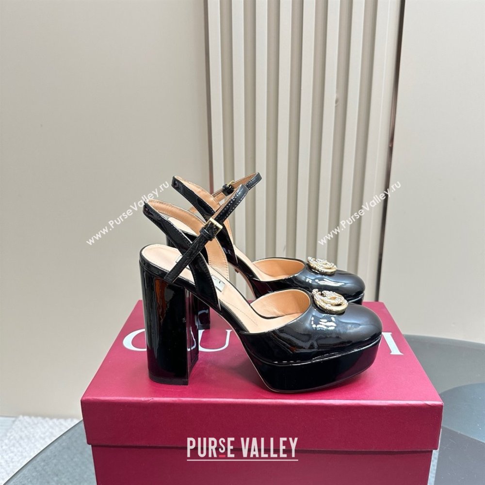 Gucci Patent Leather Platform Pump with Double G 817258 Black 2025 (MD-25050922)