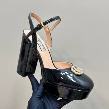 Gucci Patent Leather Platform Pump with Double G 817258 Black 2025 (MD-25050922)